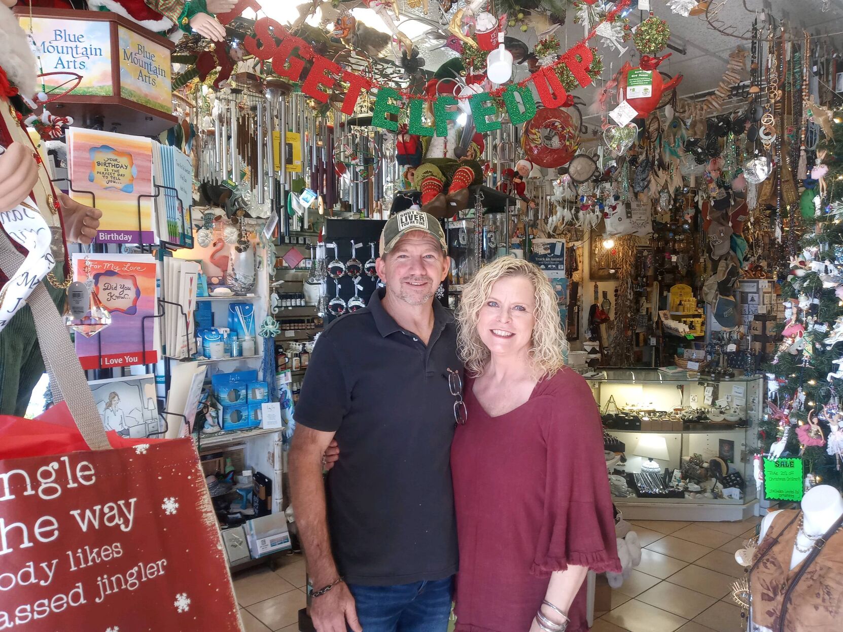 Teresa and Joseph Benes said crowds came by in waves on Saturday at Strawberry Moon Home Decor store in North Port
